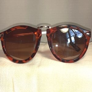 K&K Sunglasses .. brown tortoise & gold metal ... brown lens